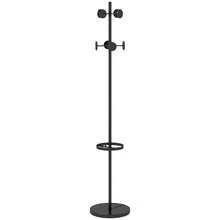 HOMCOM Porte-Manteau de Sol avec Porte-Parapluies, Porte-Manteau d'Entrée et de Couloir avec 8 Patères en Métal Ø34 x 177 cm, Noir - Noir - Voir 3