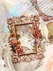 10入組浮雕花卉設計相框材料牛皮紙板,復古風格裝飾diy手工藝術紙張,適用於剪貼簿 - 彩色 - 查看 5