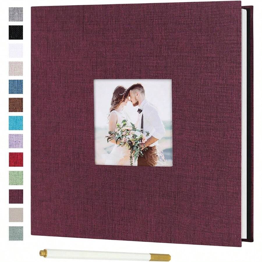 RECUTMS Photo Album Self Adhesive Large Scrapbook Album Linen Photo Album Anniversary Memory Book For Wedding Family Album - Purple - View 1