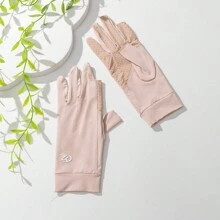 1 Pair Women's Ice Silk Fingerless Half Finger Anti-Slip Driving Sports Gloves, Women's UV Sun Protection Full Finger Touchscreen Non-Slip Breathable Summer Outdoor Gloves - Multicolor - View 11