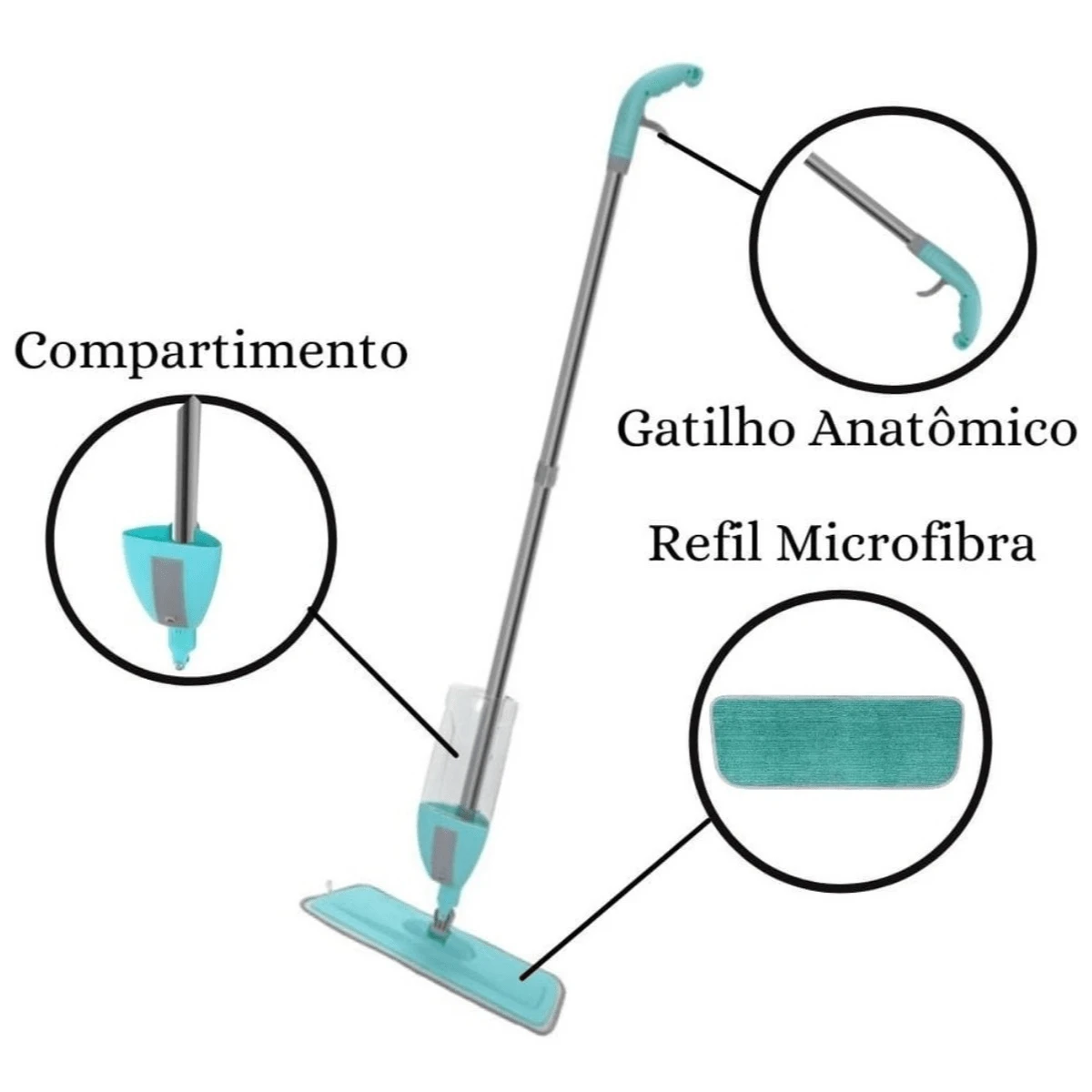 Spray Mop With Reservoir Magic Squeegee Cleaning Mop + 3 MICROFIBER