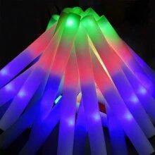 15 Pcs LED Foam Glow Sticks Bulk Colorful Light Up Stick 3 Flashing Modes Perfect For Birthday Party Wedding Christmas Concert,Christmas - 15 Items - View 2