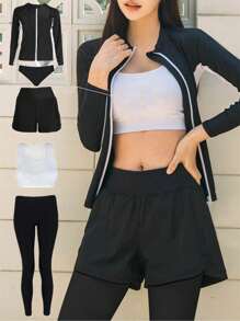 海灘衝浪潛水衣長袖全身潛水衣 - 黑與白 - 查看 10