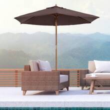 Outsunny Ombrellone da Giardino 2.5x2.3 m a 6 Stecche con Manovella, in Legno e Poliestere, Marrone - Marrone ruggine - Visualizzare 1