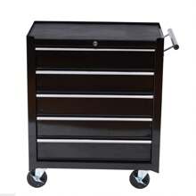 HOMCOM Steel 5-Drawer Tool Storage Cabinet Lockable With Wheels Handle 2 Keys Garage Equipment Trolley Home Work DIY Workshop Chest - Black - View 5