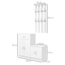 Scarpiera con Appendiabiti a Combinazione per Ingresso e Camera da Letto Legno 100x32x187cm Bianco - Bianco - Visualizzare 2