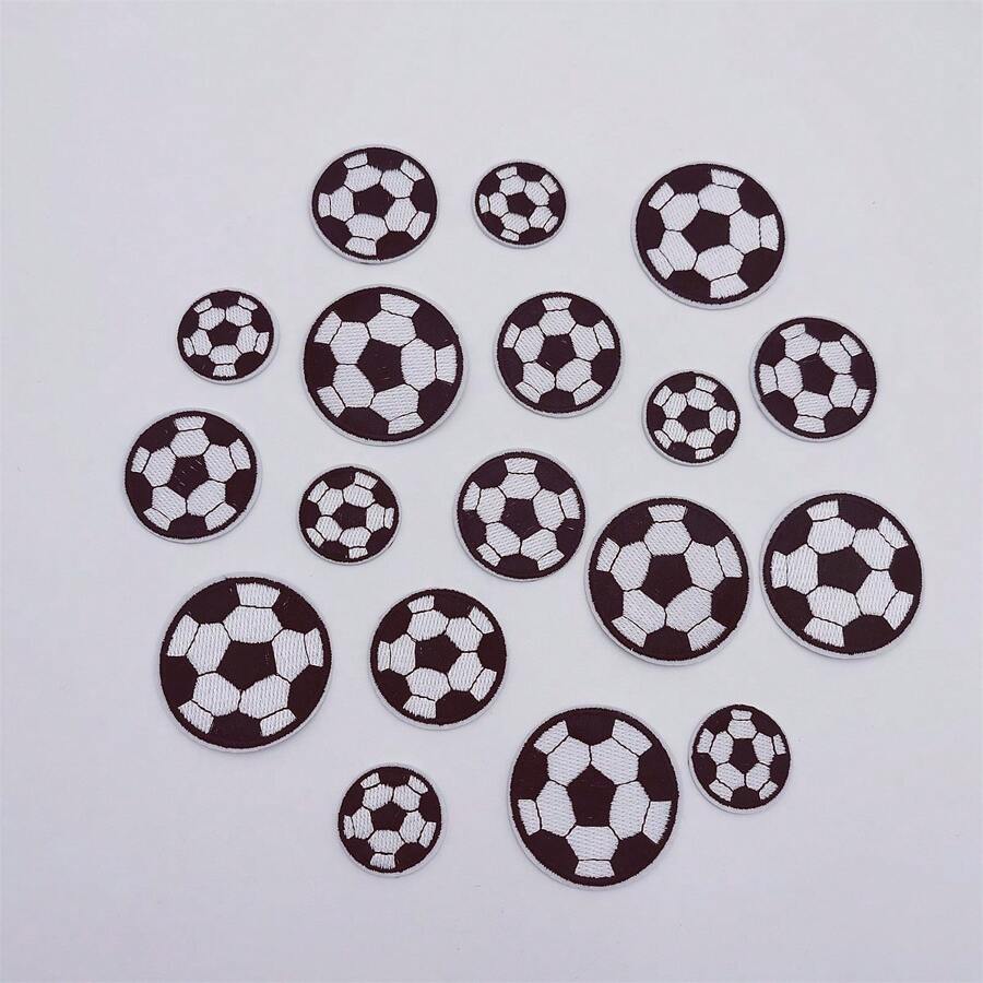 12pcs 3 Sizes Mix Round Football Soccer Patches Iron On Sewing Embroidery Badge Sticker For DIY Clothes And Decoration Garment Fabric Appliques