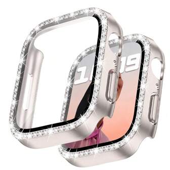 1入組星空色2合1鑲嵌鑽石PC硬殼手錶保護殼，適用於列Ultra Se / 9 / 8 / 7 / 6 / 5 / 4 / 3 / 2 / 1，防刮花，防水，防墜落，男女適用（有多種尺寸可選：38mm、40mm、41mm、42mm、44mm、45mm和49mm）