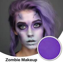 UCANBE Black & Clown White Water Based Face Body Paint With 3Pcs Painting Brushes Set, SFX Makeup Palette For Adults, Facepaint For Halloween, Cosplay, Costume & Theater - 淺紫色 - 查看 4