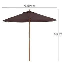 Outsunny Ombrellone da Giardino 2.5x2.3 m a 6 Stecche con Manovella, in Legno e Poliestere, Marrone - Marrone ruggine - Visualizzare 4