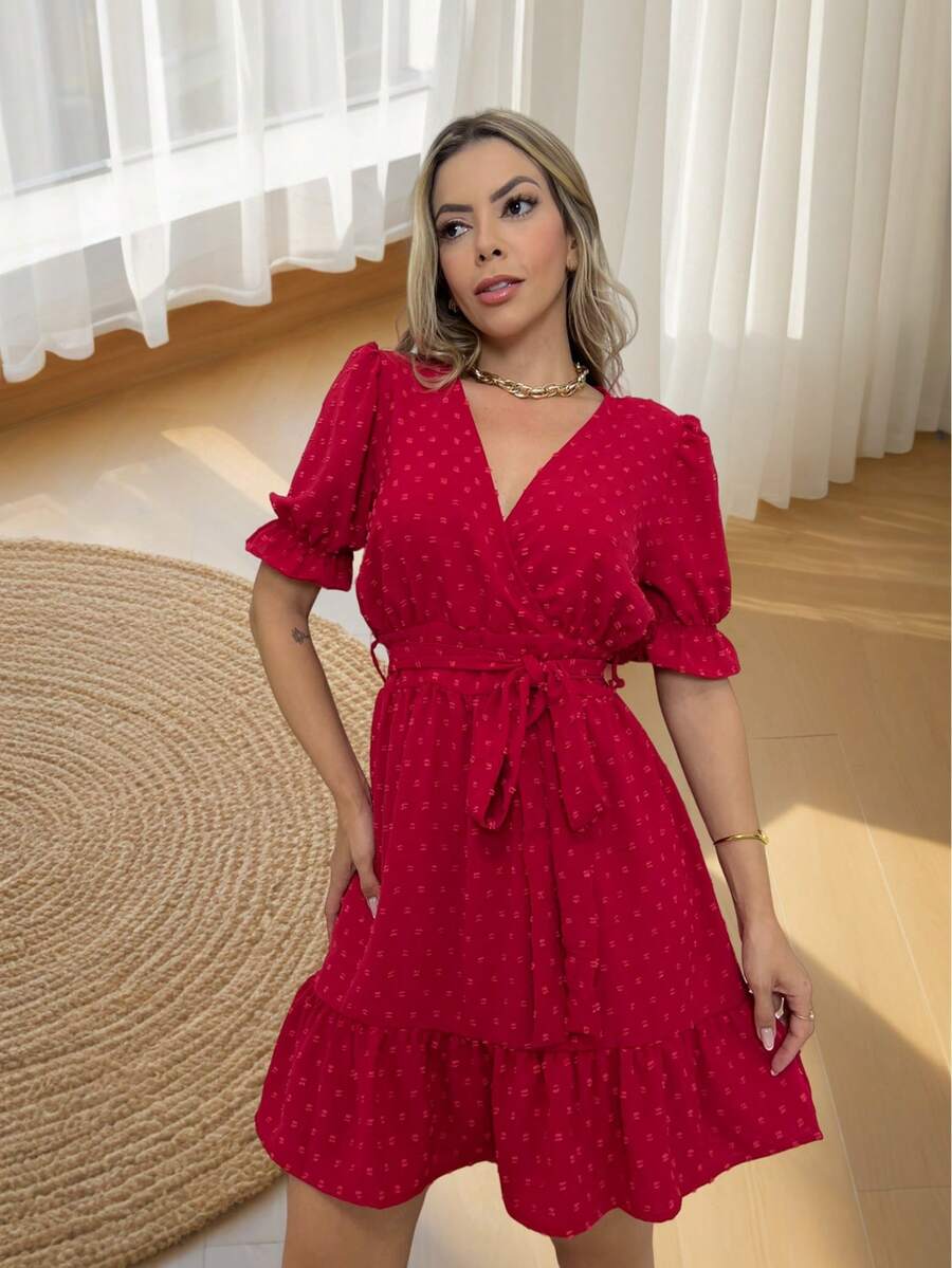 Women Dresses - 酒紅色 - 查看 1