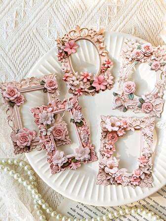 1pack/10 Sheets Embossed Flowers Frame Material Paper For Recycling Magazines, Scrapbooking Diy Decoration Back To School