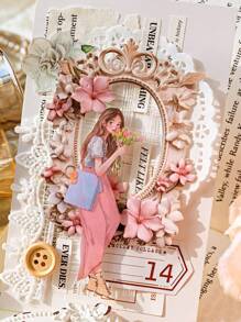 1 gói/10 Tờ Dập nổi Hoa Khung trang trí Giấy chất liệu Đối với  , Làm sổ lưu niệm Trang trí DIY - Nhiều màu - Xem 3