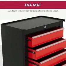 HOMCOM Steel 5-Drawer Tool Storage Cabinet Lockable With Wheels Handle 2 Keys Garage Equipment Trolley Home Work DIY Workshop Chest - Red - View 5