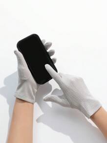1pair Women's Sunblock Non Slip Uv Protection Half Finger Gloves For Driving And Summer Outdoor Activities