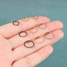 1 件钛金 CZ 镶镶环形耳环鼻软骨耳环耳钉 1.2 毫米黑色耳珠耳屏耳轮耳环 Rook 16G 铰链节段环金肚环、乳头环、鼻中隔环眉环唇环耳垂耳环细耳轮 6 毫米 8 毫米 10 毫米男女身体穿孔首饰情人节礼物 - 金色 - 查看 8