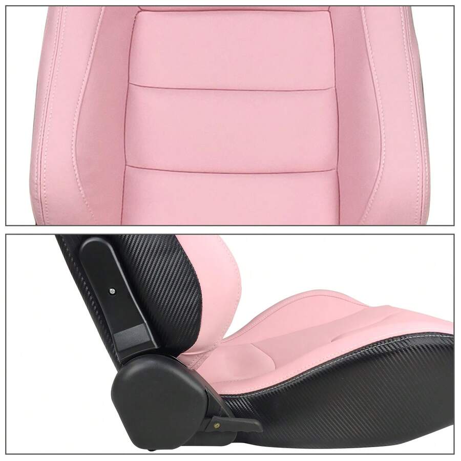 Universal Racing Seats With Dual Sliders,PU Leather Front + Carbon