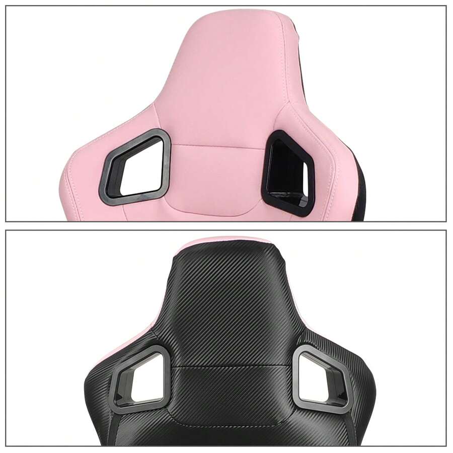 Universal Racing Seats With Dual Sliders,PU Leather Front + Carbon