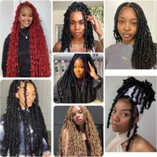 24Inch Butterfly Locs Crochet Hair,8Packs Distressed Locs Crochet Braids Synthetic Crochet Soft Locs Goddess Locs Hair Extensions 60.96cm - Black - View 9