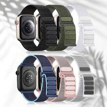 6 条装运动尼龙表带，兼容 Apple Watch 44 毫米 45 毫米 42 毫米 49 毫米 38 毫米 40 毫米 41 毫米，可调节透气男女编织表带，兼容 9/8/7/6/5/4/3/2/1 SE Ultra 系列，Apple Watch 表带，Apple Watch 表带，Apple Watch 表壳 - 黑色+暗綠+白色+寶藍橘+砂粉+淺灰 - 查看 1