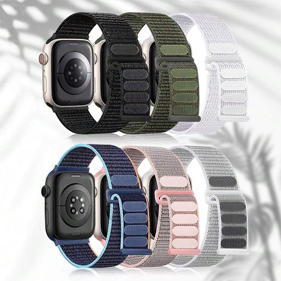 6 条装运动尼龙表带,兼容 Apple Watch 44 毫米 45 毫米 42 毫米 49 毫米 38 毫米 40 毫米 41 毫米,可调节透气男女编织表带,兼容 9/8/7/6/5/4/3/2/1 SE Ultra 系列,Apple Watch 表带,Apple Watch 表带,Apple Watch 表壳 - 黑色+暗綠+白色+寶藍橘+砂粉+淺灰 - 查看 1