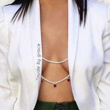 1pc Multilayer Rhinestone Decor Sexy Nipple Chain Body Jewelry
