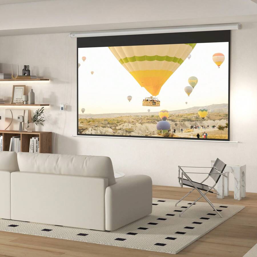 HOMCOM Écran de projection motorisé 120 pouces, 16:9 4K HD électrique pour Vidéoprojecteurs Home Cinéma, fixation mural ou plafond avec télécommande