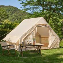 Xtra Large Inflatable Camping Tent, Glamping Tents Easy Setup 4 Season Windproof Outdoor Cotton Tent With Stove Jack & Mesh Windows & Pump - Màu be - Xem 1