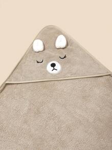 1pc Baby & Kids Cartoon Hooded Cape Bath Towel/Blanket/Quilt Cover, 90x90cm - Brown - View 5