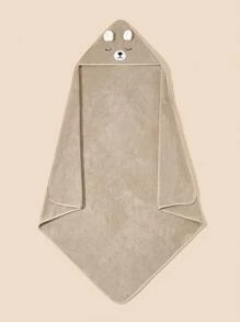 1pc Baby & Kids Cartoon Hooded Cape Bath Towel/Blanket/Quilt Cover, 90x90cm - Brown - View 3