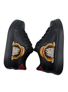 Tenis Bordados de Luffy, One Piece - Negro - Ver 1