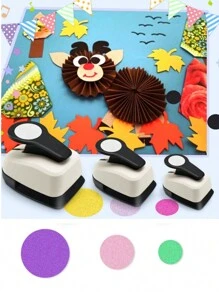 Set de 3 perforadoras, que incluyen perforadora de círculo, perforadora de papel manual con diferentes formas, perforadora grande, perforadora de un solo agujero, adecuada para manualidades DIY, scrapbooking, arte de papel (3/8 pulgadas, 5/8 pulgadas y 1 pulgada) Vuelta al cole, Vuelta al cole, Suministros escolares