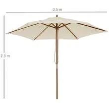 Outsunny Dù che nắng sân vườn 6 nan, kích thước 2,5x2,3 m, có tay quay, làm bằng gỗ và polyester, màu nâu. - Màu be - Xem 9