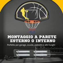 Canestro Basket per Bambini e Adulti da Indoor e Outdoor in Acciaio e PE, 110x90x70 cm, Nero e Giallo - nero - Visualizzare 6
