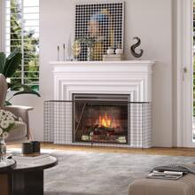 HOMCOM Extendable Fire Guard Screen, Freestanding Fire Screen Spark Guard, Folding Fireplace Cover, Wire Mesh, 81.5-160cm, Black - Black - View 1