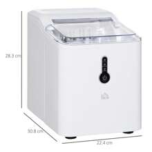 HOMCOM Ice Maker Machine, Counter Top Ice Cube Maker For Home, 12kg In 24 Hrs, 1.5L With Self Cleaning Function And Basket, No Plumbing Required, White - White - View 2
