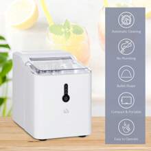 HOMCOM Ice Maker Machine, Counter Top Ice Cube Maker For Home, 12kg In 24 Hrs, 1.5L With Self Cleaning Function And Basket, No Plumbing Required, White - White - View 4