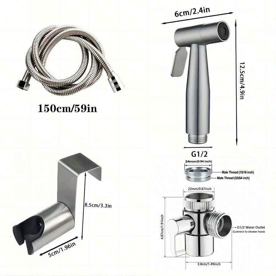 Faucet Bidet Sprayer For Toilet With Faucet Splitter, 59 Inch Hose