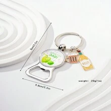 1pc Portable Bottle Opener Keychain With Dad Pattern & Slogan, Father's Day Gift For Both Men And Women Casual Car Accessories Bag Charm Backpack For School