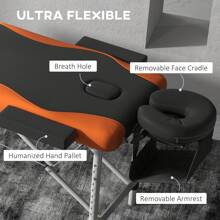 HOMCOM Foldable Massage Table Professional Salon SPA Facial Couch Bed - Orange - View 7