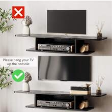 HOMCOM Floating TV Unit Stand For TVs Up To 40", Wall Mounted Media Console With Storage Shelf, Entertainment Center - Black - View 6