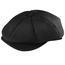 Newsboy Flat Caps Men, Shelby Baker Boy Hats For Men Grey Tweed Vintage Adjustable Peaky 8 Piece Mens Gatsby Beret Hat - Black - View 1