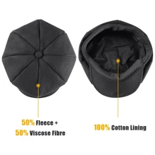 Newsboy Flat Caps Men, Shelby Baker Boy Hats For Men Grey Tweed Vintage Adjustable Peaky 8 Piece Mens Gatsby Beret Hat - Black - View 4