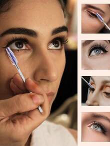 100pcs/Pack Disposable Mascara Wands, Eyelash Brushes, Crystal Eyebrow Brushes (For Eyelash Extensions) (Purple) - Mauve Purple - View 5