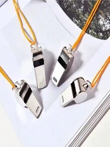 1pc Stainless Steel Referee Whistle For Professional Soccer, Basketball Training And Referee Use - Yellow - View 1