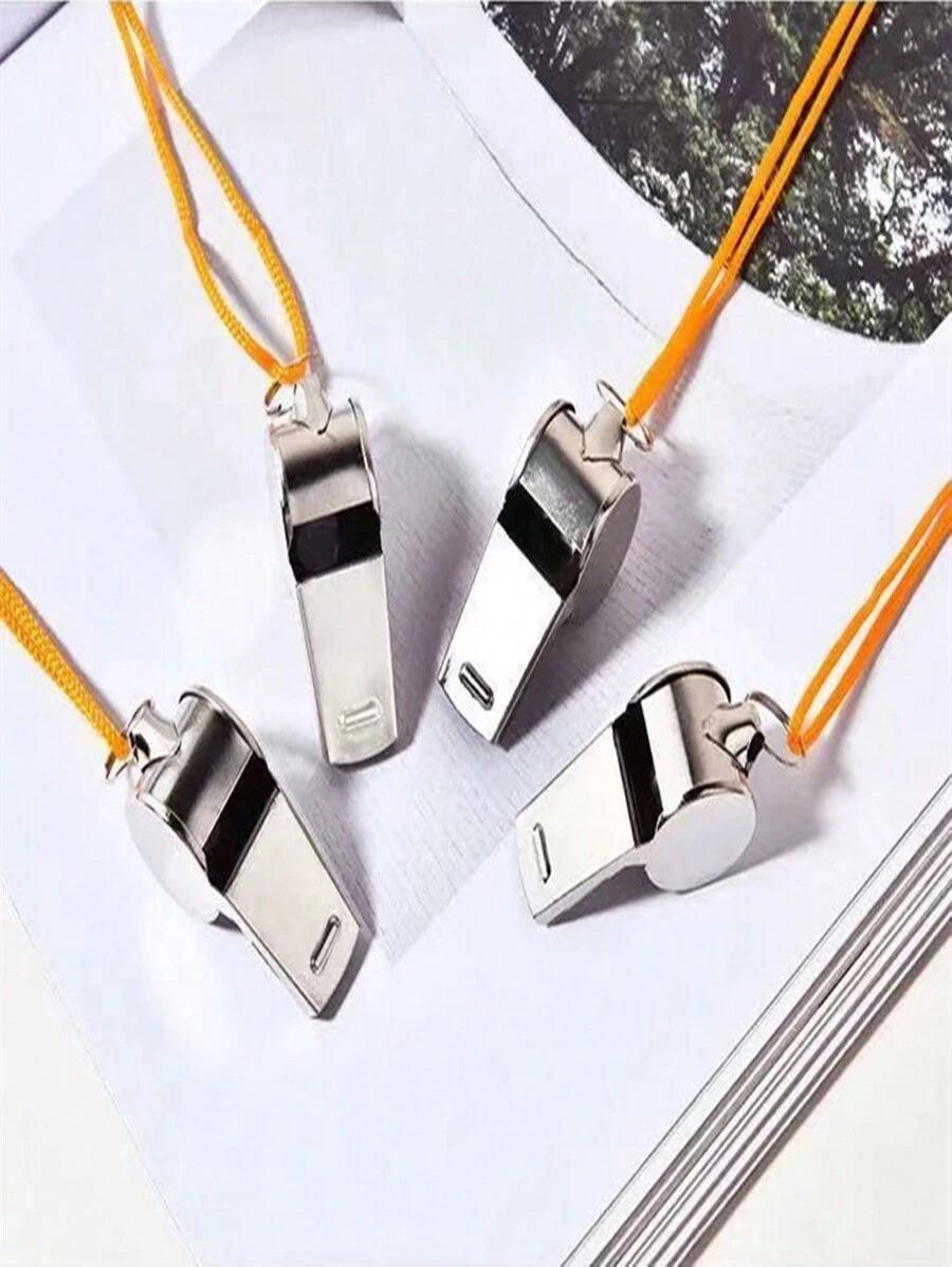 1pc Stainless Steel Referee Whistle For Professional Soccer, Basketball Training And Referee Use - Yellow - View 1