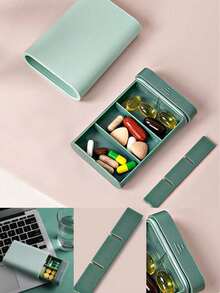 Mini Small Portable Travel Vitamin Box Pill Cases Container Organizer Storage Tablet 7 Days 6 Grids Medicine Fish Oils - Green - View 5