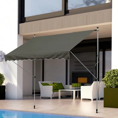  Outsunny Tenda da Sole per Esterno 3x1.5 m con Braccio Avvolgibile, Tenda Parasole da Esterno a Manovella in Alluminio e Tessuto Poliestere 180g/㎡, per Giardino, Balcone e Terrazza