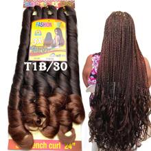 FASHION YOU Jumbo Liso Ondulado Cabelo Boho French Curl Fibra Sintética Premium 400g Para Tranças Crochet Braids - Marrom - Visão 1