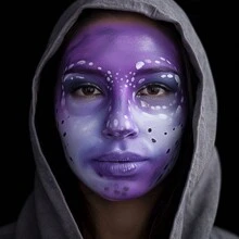 UCANBE Black & Clown White Water Based Face Body Paint With 3Pcs Painting Brushes Set, SFX Makeup Palette For Adults, Facepaint For Halloween, Cosplay, Costume & Theater - 淺紫色 - 查看 6